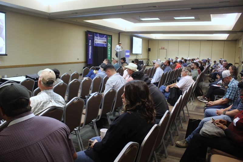 Rows of attendees filling a breakout room during a Day 1 session