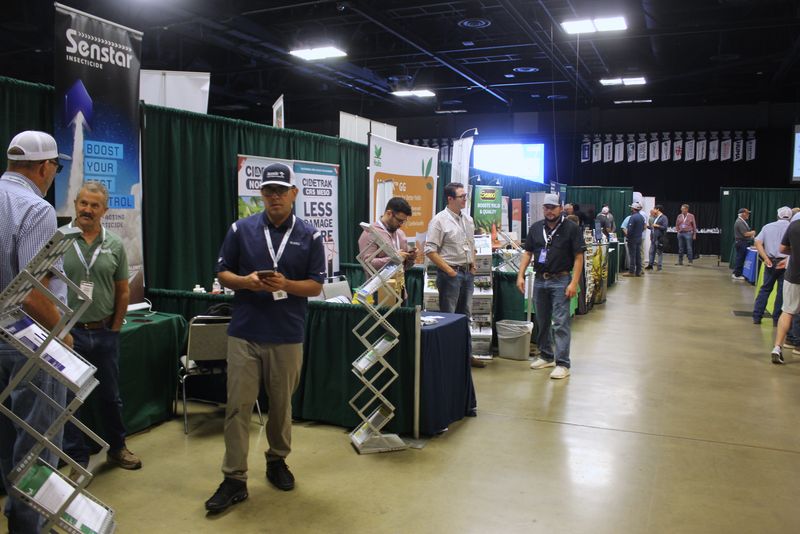 A long trade show aisle on Day 2
